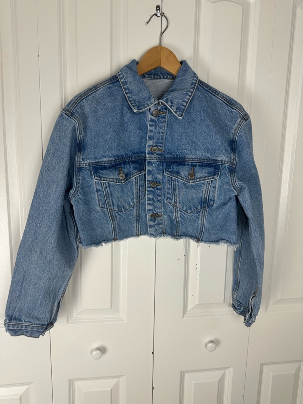 J Galt Raw Hem Cropped Jean Jacket